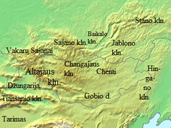 Mongolsko - fyzická mapa