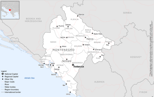 Základní mapa Černé Hory
