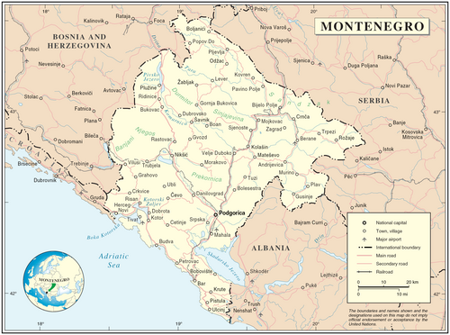 Mapa Černé Hory