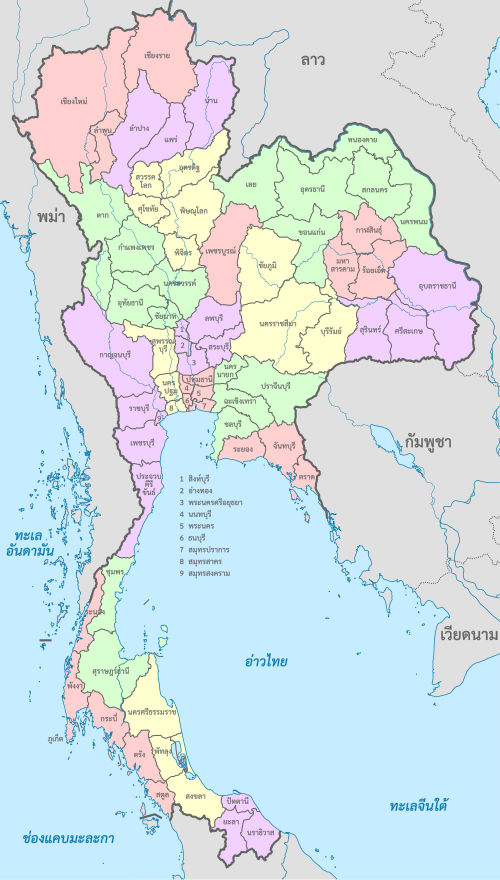 Mapa monthonů Thajska (1915)
