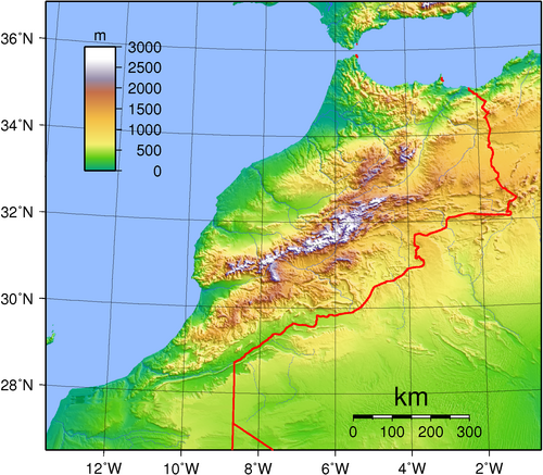 Topografie Maroka