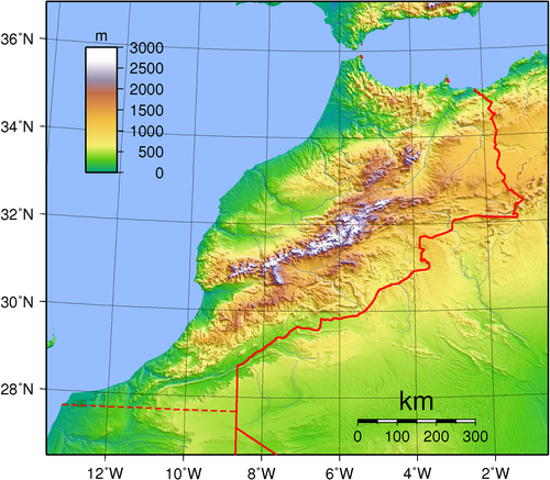 Topografie Maroka