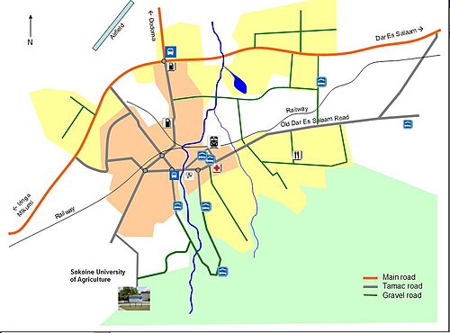 Mapa města Morogoro
