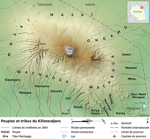 Mapa národů hory Kilimandžáro