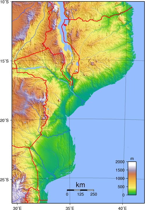 Topografie Mozambiku