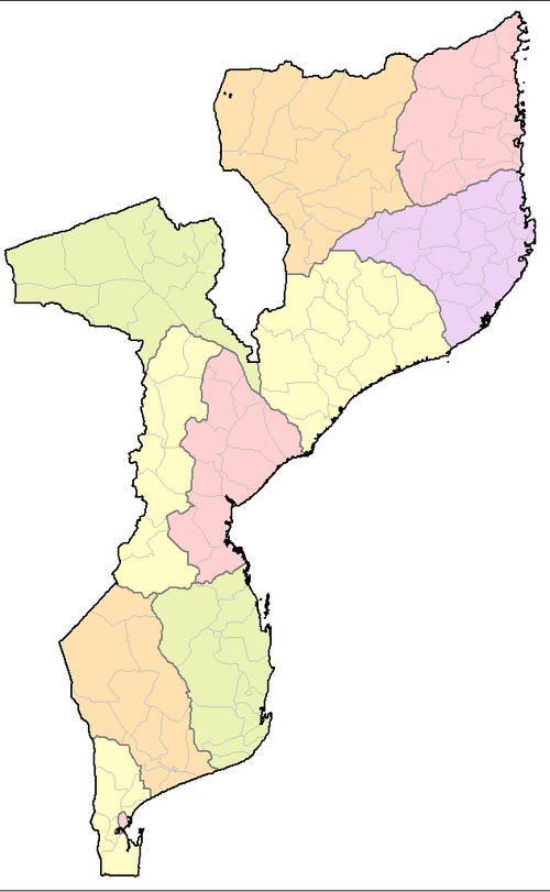 Okresy Mozambiku (barevně)