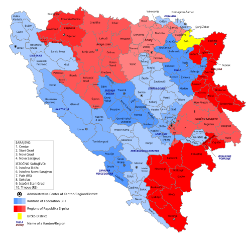 Obce a regiony Bosny a Hercegoviny