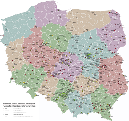 Obce v Polsku zbavené privilegií města