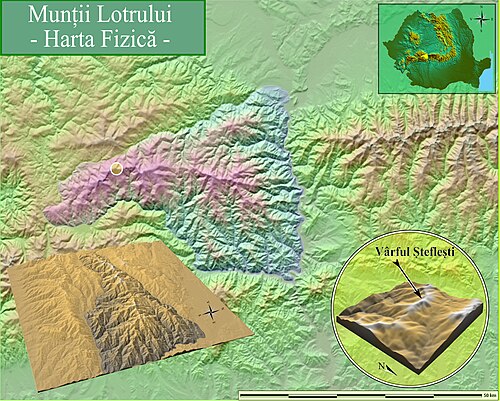 Pohoří Lotrulu - fyzická mapa