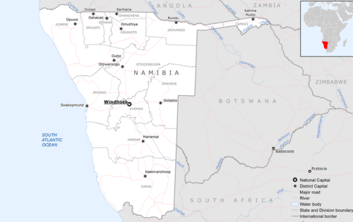Základní mapa Namibie
