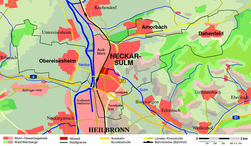 Mapa Neckarsulmu