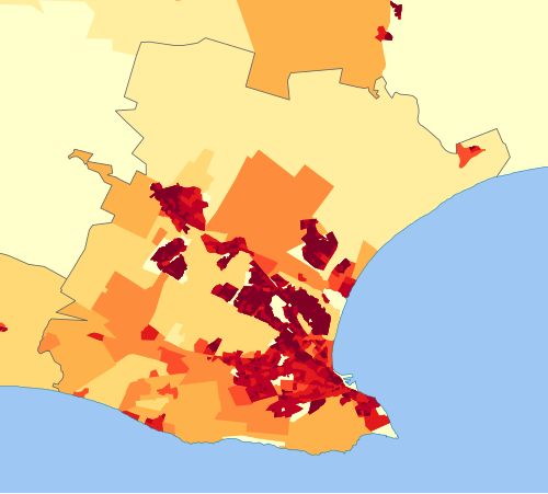 Nelson Mandela Bay - Mapa hustoty 2011