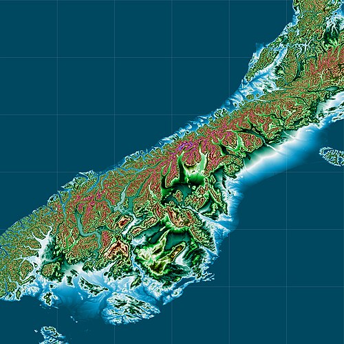Toporafická mapa jižního ostrova
