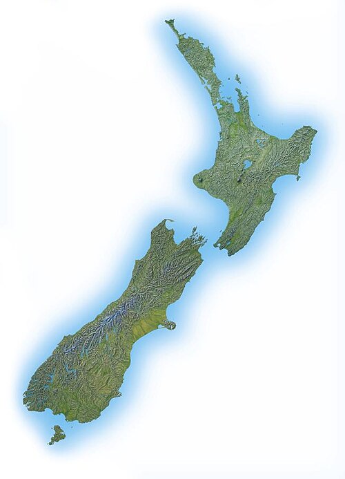 Topografická mapa Nového Zélandu