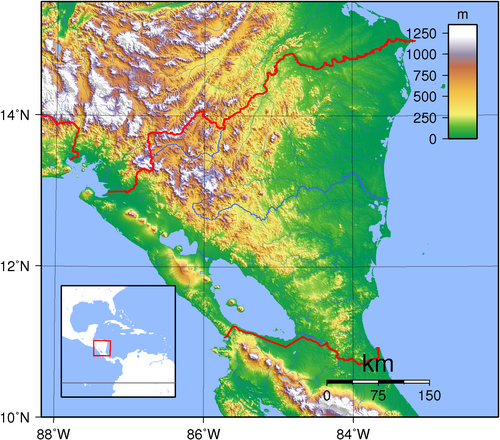 Topografie Nikaraguy