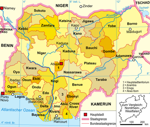 Nigérie - politická mapa