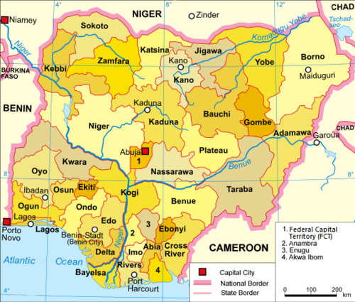 Politická mapa Nigérie