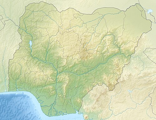 Mapa reliéfu a polohy Nigérie