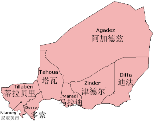 Departamenty Nigeru (latinka, čínština)
