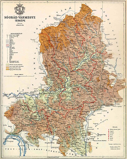 Mapa hrabství Nógrád