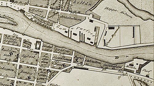 Detail mapy Norrköpingu 1848