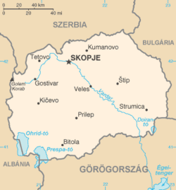 Mapa Severní Makedonie CIA (HU)
