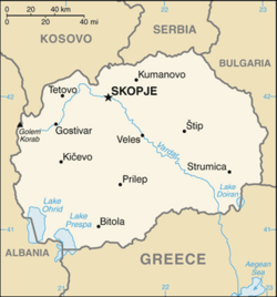 Mapa Severní Macedonie CIA