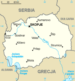 Mapa Severní Makedonie CIA (PL)