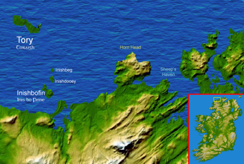 Mapa severní části Donegalu