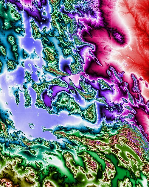 Severovýchodní Mexiko 24-29°S 100-104°W Topo Rainbow Zebra