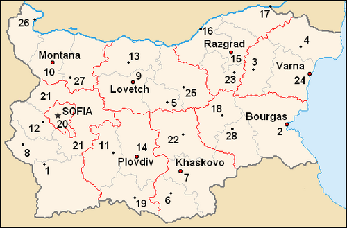 Oblasti Bulharska 1987-1999