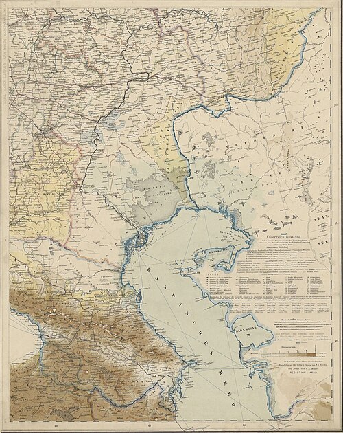 Speciální mapa evropského Ruska a Kavkazu