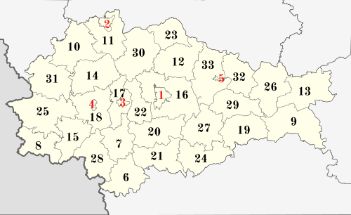 Přehledová mapa Kurské oblasti