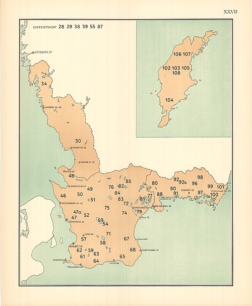 Přehledová mapa Skániea Halandu Blekkingu Gotu