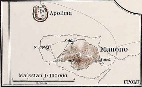 Mapa ostrova Manono, Samoa (1910)