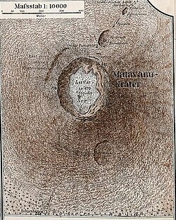 Mapa vulkánu Matavanu, Samoa (1910)