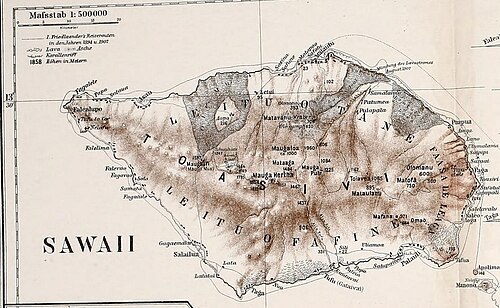 Mapa ostrova Savaii, Samoa (1910)