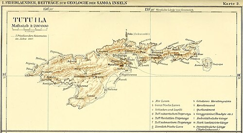 Mapa ostrova Tutuila, Samoa (1910)