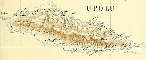 Mapa ostrova Upolu, Samoa (1910)