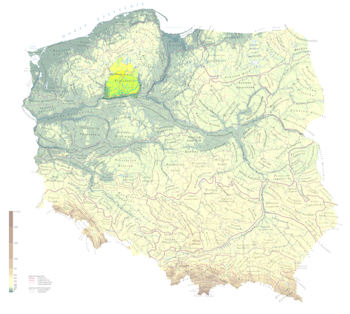 Hypsometrie PL, Krajna, Pojezierze