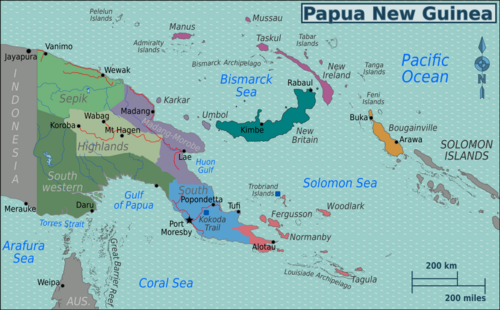 Mapa regionů PNG