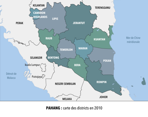 Pahang - Mapa okresů z roku 2010