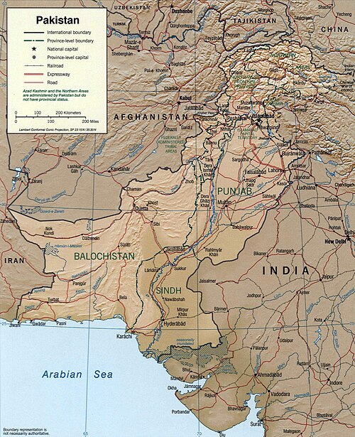 Pakistán - CIA mapa 2002