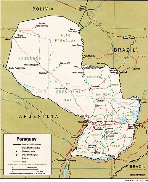 Politická mapa Paraguaye 1998