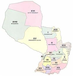Politická mapa Paraguaye