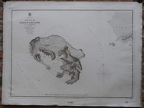 Ostrov Perim mapa z roku 1858