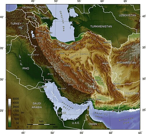 Topografická mapa Perské plošiny