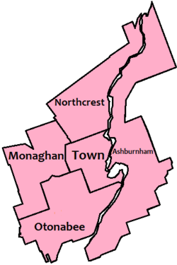Mapa městských částí Peterborough