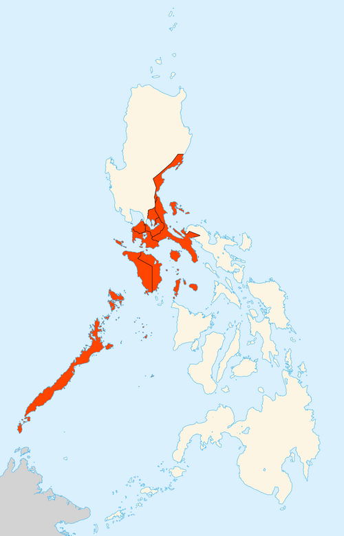 Mapa lokátoru Filipín - jižní Tagalog