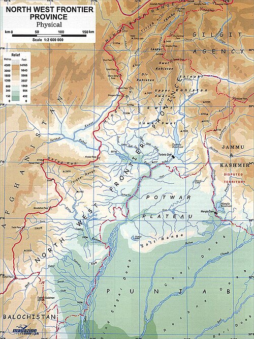 Fyzická mapa NWFP